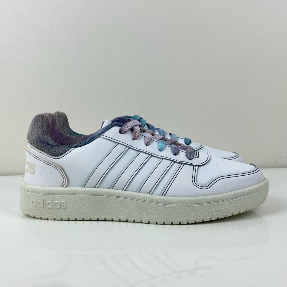 Adidas Kids Hoops 2.0 White Tie Dye Low Top Athletic Shoes Size 4.5